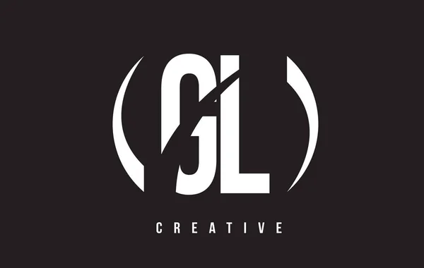 GL G L White Letter Logo Design com fundo preto . — Vetor de Stock