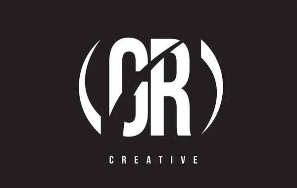 Gr G R fehér levél Logo Design-fekete háttér. — Stock Vector