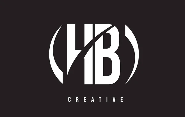 HB H B witte Letter Logo ontwerp met zwarte achtergrond. — Stockvector