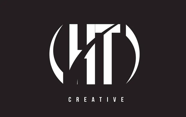 HT H T White Letter Logo Design avec fond noir . — Image vectorielle