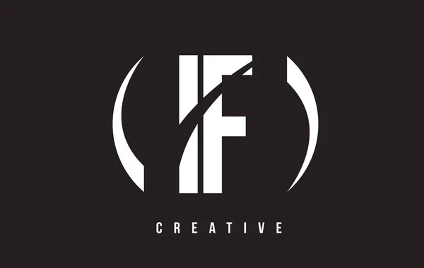 IF I F White Letter Logo Design con sfondo nero . — Vettoriale Stock