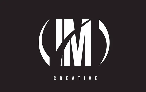 IM I M White Letter Logo Design con sfondo nero . — Vettoriale Stock