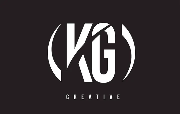 KG K G White Letter Logo Design com fundo preto . — Vetor de Stock