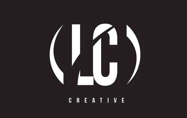 黒の背景で lc L C ホワイト文字ロゴ デザイン. — ストックベクタ