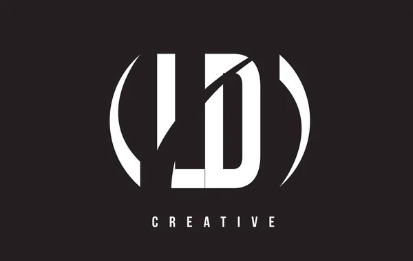 LD L D білий дизайн логотипу лист з чорним фоном. — стоковий вектор
