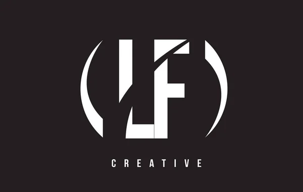 Дизайн логотипу LF L F білий лист з чорним фоном. — стоковий вектор