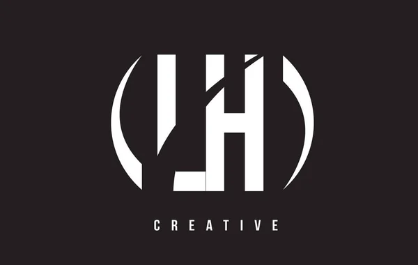 Siyah arka plan ile LH L H Beyaz harf Logo Tasarım. — Stok Vektör