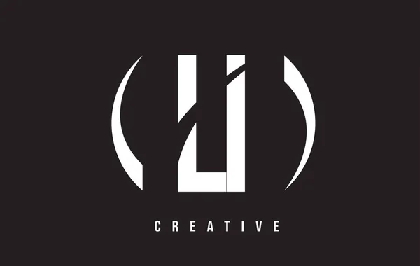 LI L I White Letter Logo Design com fundo preto . — Vetor de Stock