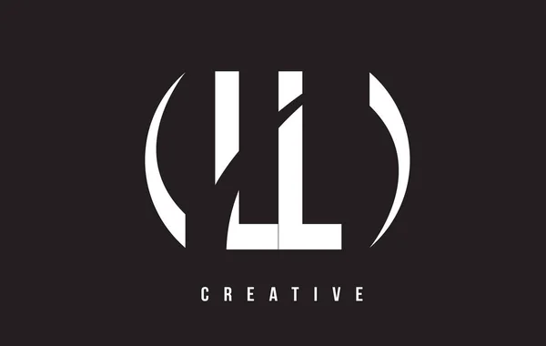 LL L білий дизайн логотипу лист з чорним фоном. — стоковий вектор