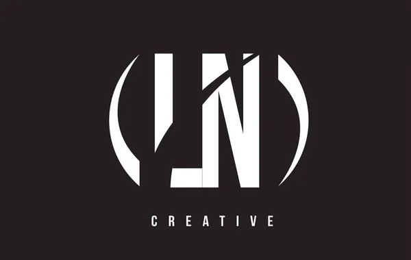 LN L N White Letter Logo Design com fundo preto . — Vetor de Stock