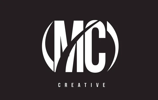 Mc m c weißer Buchstabe Logo-Design mit schwarzem Hintergrund. — Stockvektor