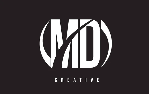 Σχεδιασμός λογότυπου λευκό γράμμα D MD M με μαύρο φόντο. — Διανυσματικό Αρχείο