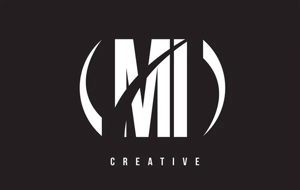 MI M I Lettera bianca Logo Design con sfondo nero . — Vettoriale Stock