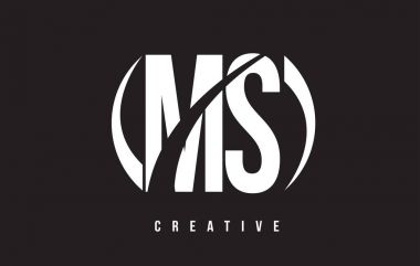 MS M S Beyaz harf Logo tasarımı siyah arka plan ile.