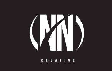 NN N Beyaz harf Logo tasarımı siyah arka plan ile.