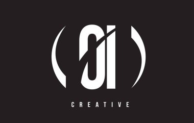 Oi ben beyaz O mektup Logo tasarımı siyah arka plan ile.