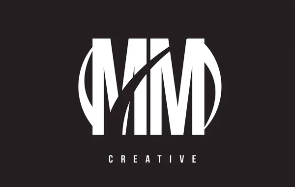 Projektowanie Logo list mm M M biały z czarnym tłem. — Wektor stockowy