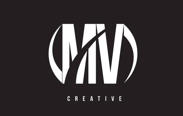 黒の背景で mv M V ホワイト文字ロゴ デザイン. — ストックベクタ