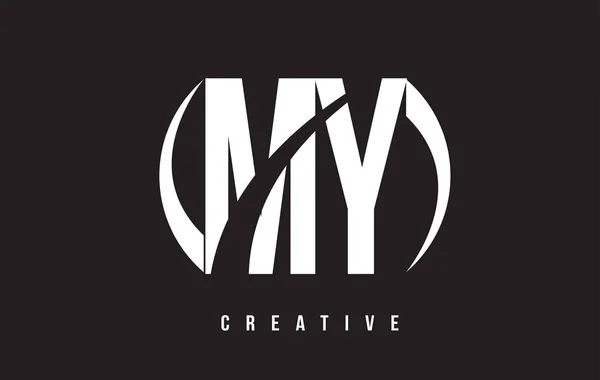 Diseño de Logo de letra blanca MY M Y con fondo negro . — Vector de stock
