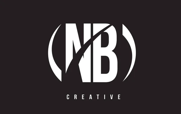 NB N B witte Letter Logo ontwerp met zwarte achtergrond. — Stockvector