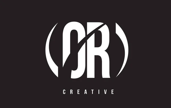 Of O R witte Letter Logo ontwerp met zwarte achtergrond. — Stockvector
