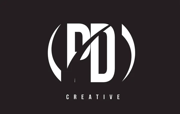 PD P D Beyaz harf Logo tasarımı siyah arka plan ile. — Stok Vektör