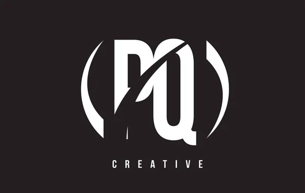 PQ P Q White Letter Logo Design with Black Background. — Stock Vector
