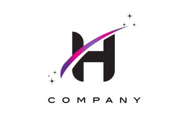 H siyah harf Logo tasarımı ile mor Eflatun Swoosh