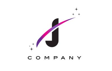J siyah harf Logo tasarımı ile mor Eflatun Swoosh