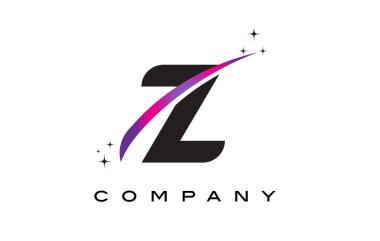 Z siyah harf Logo tasarımı ile mor Eflatun Swoosh