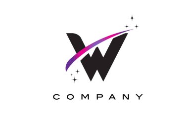 W siyah harf Logo tasarımı ile mor Eflatun Swoosh