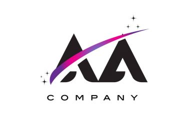 AA A Black Letter Logo Design with Purple Magenta Swoosh clipart