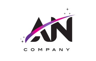 Bir mor Eflatun bir N siyah harf Logo Tasarım Swoosh