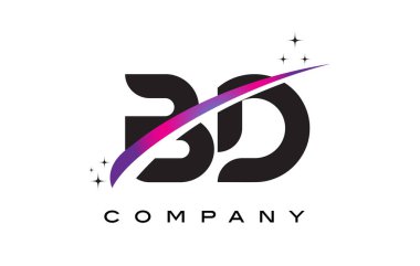 BD B D siyah harf Logo tasarımı ile mor Eflatun Swoosh