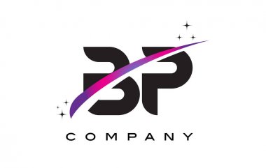 BP B P siyah harf Logo tasarımı ile mor Eflatun Swoosh