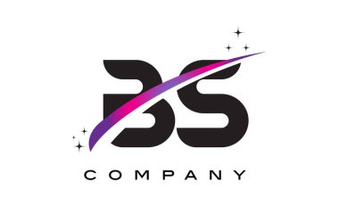 BS B S siyah harf Logo tasarımı ile mor Eflatun Swoosh