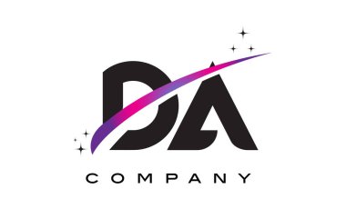 Da D A siyah harf Logo tasarımı ile mor Eflatun Swoosh