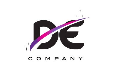 Mor eflatun ile de D E siyah harf Logo Tasarım Swoosh