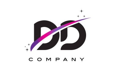 DD D D siyah harf Logo tasarımı ile mor Eflatun Swoosh