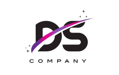 DS D S siyah harf Logo tasarımı ile mor Eflatun Swoosh