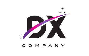 DX D X siyah harf Logo tasarımı ile mor Eflatun Swoosh