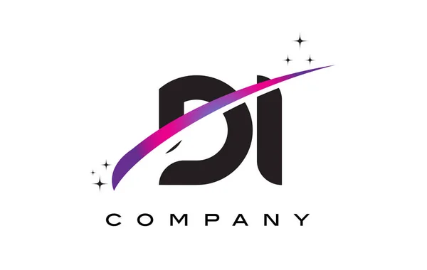 DI D I Black Letter Logo Design with Purple Magenta Swoosh — Stock Vector