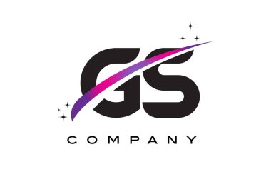 GS G S siyah harf Logo tasarımı ile mor Eflatun Swoosh