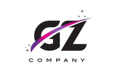 Gz G Z siyah harf Logo tasarımı ile mor Eflatun Swoosh