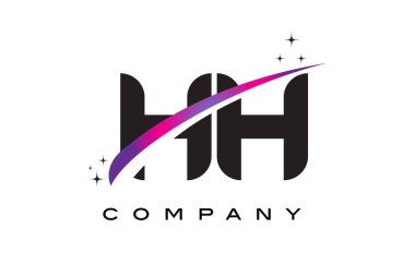 HH H H siyah harf Logo tasarımı ile mor Eflatun Swoosh