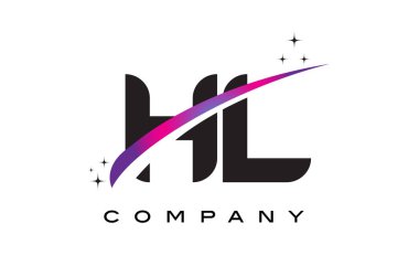 Hl H L siyah harf Logo tasarımı ile mor Eflatun Swoosh