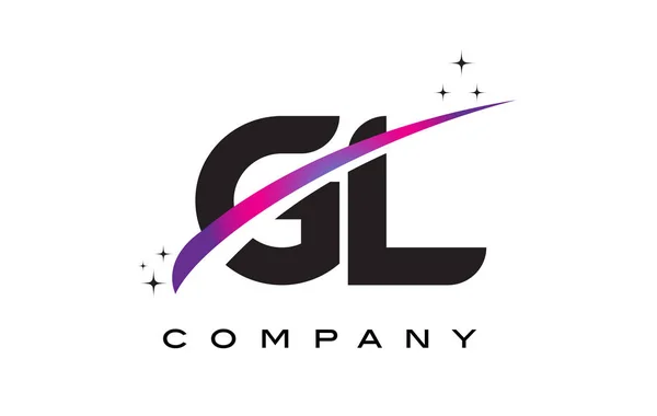 Σχεδιασμός λογότυπου GL G L μαύρο επιστολή με μωβ φούξια Swoosh — Διανυσματικό Αρχείο