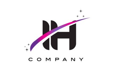 IH ben H siyah harf Logo tasarımı ile mor Eflatun Swoosh