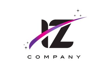 Iz ben Z siyah harf Logo tasarımı ile mor Eflatun Swoosh