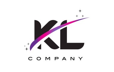 KL K L siyah harf Logo tasarımı ile mor Eflatun Swoosh